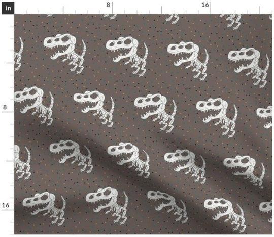 Skeleton Trex Fabric By The Yard | Halloween T-Rex Dinosaur Made To Order Organic