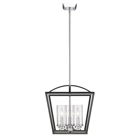 Golden Lighting Mercer Black Seeded Glass 3-light Pendant