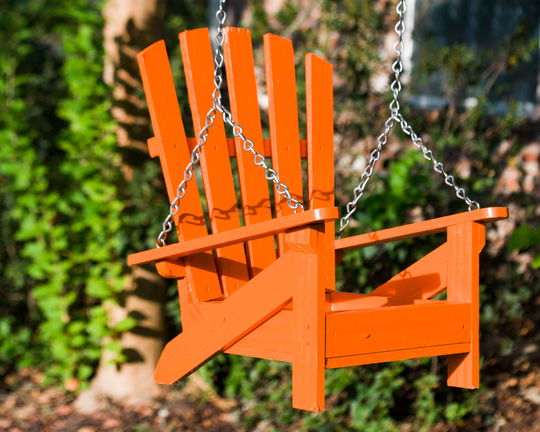 Bird Feeder, Adirondack Chair, Hanging Cypress Wood, Garden Decor, Outdoor Gift, Orange Grandparent Birthday Gift