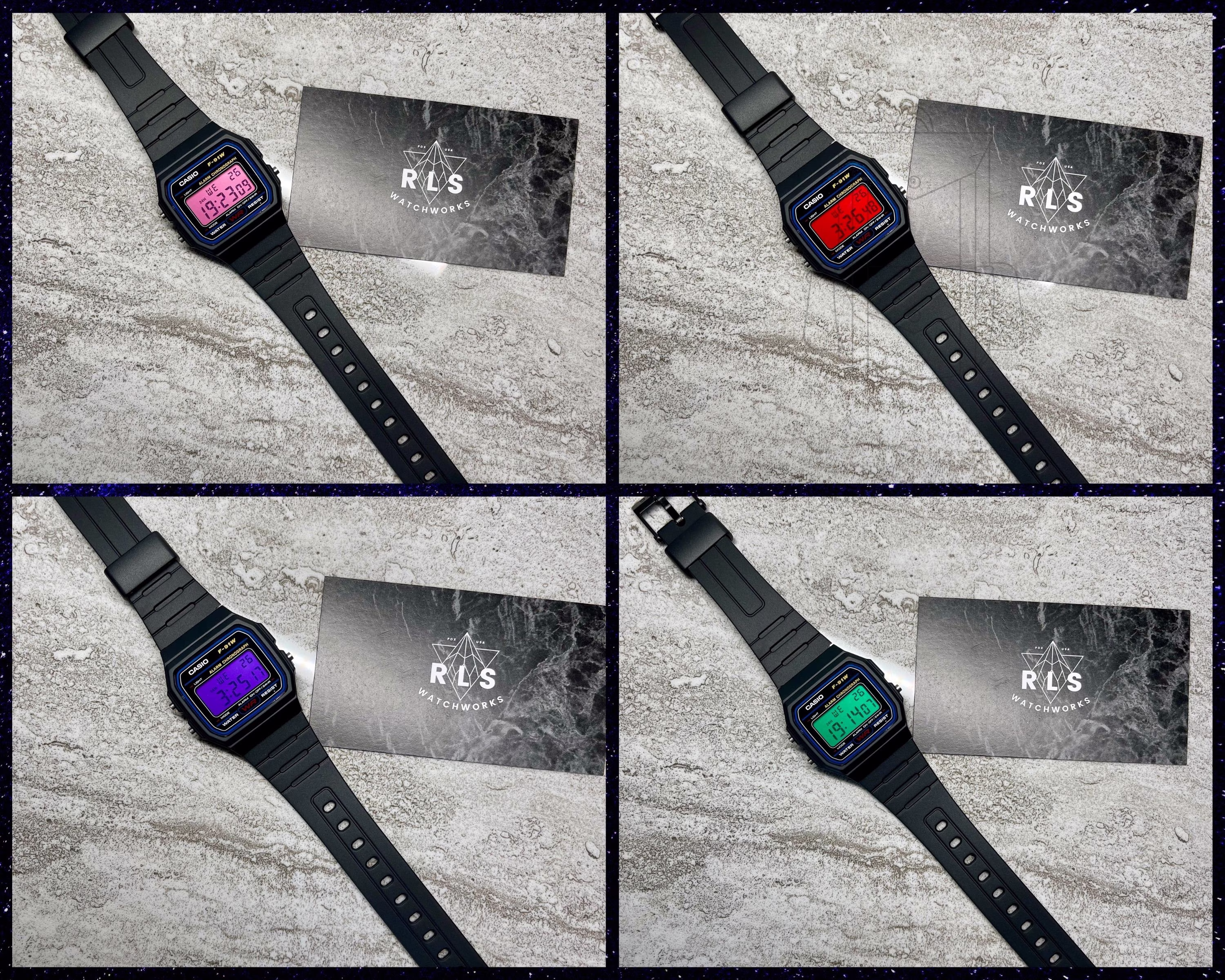 Custom Black Casio Watch With Color Screen Mod | Pick Your Color