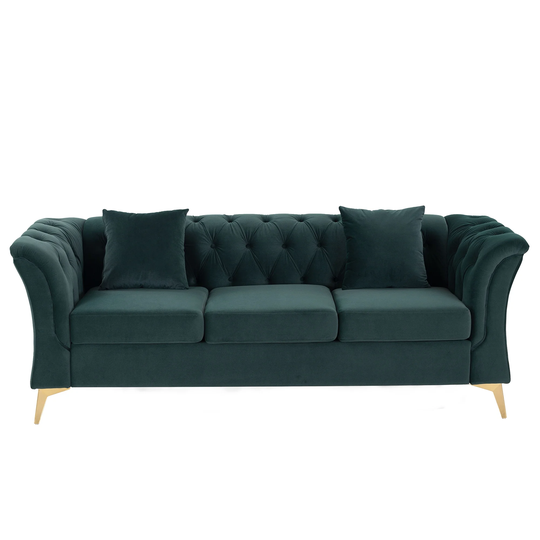 Modern Chesterfield Curved Sofa Tufted Velvet Couch 3 Seat Button Tufed Loveseat