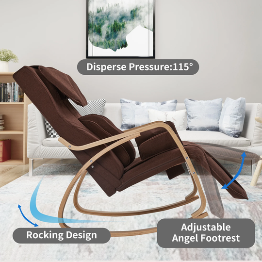 Multifunctional Massage Chair, Air Pressure Relaxing Rocking Chair, Lounge Chair with Cotton Fabric Cushion, Recling Chair