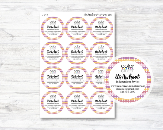 Personalized Color Street Stickers, Envelope Seals, Mail Stickers - Qty 24 Purple Dots | L-017
