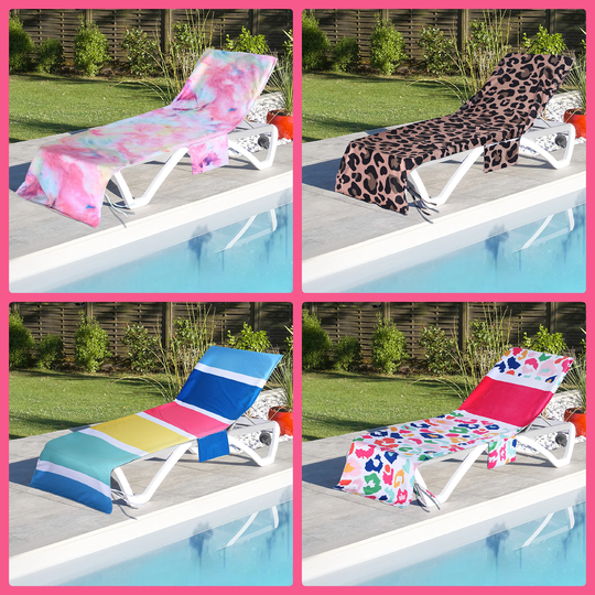 Monogram Personalized Chair Cover Embroidered Beach Pool Lounge Tie Dye Fun Leopard Rainbow Striped Towel Quick Dry Fabric