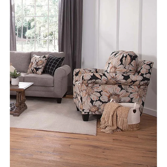 American Furniture Classics Model Linen Series Upholstered Chair in Oversized Floral Pattern