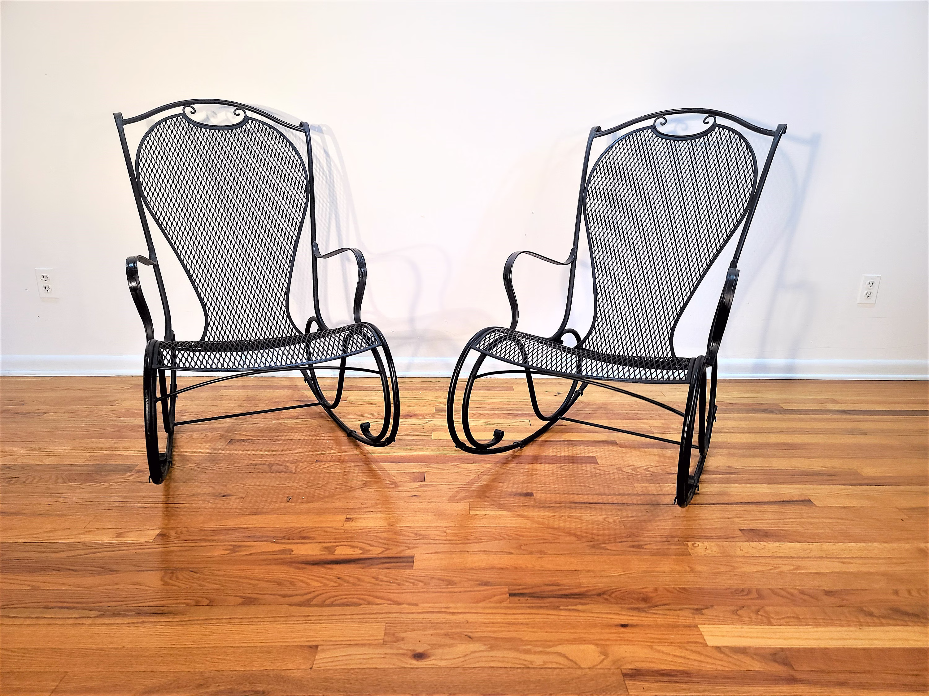 Vintage Pair Of Sculptural Metal Rocking Chairs