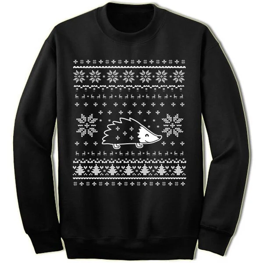 Hedgehog Christmas Sweater Sweatshirt. Ugly Xmas Sweater