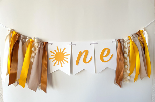 Boho Sunshine Banner, Sun High Chair Neutral First Birthday Decorations, Rustic Modern Garland