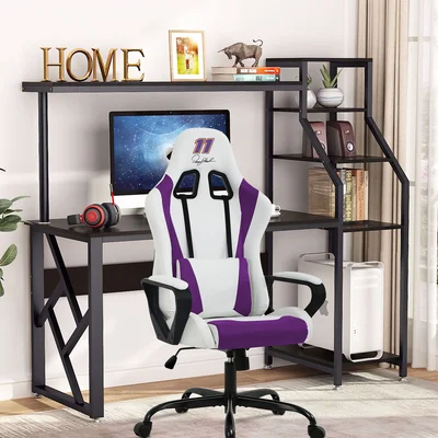 Gaming Chair High Back Office Chair Racing Computer Chair Task PU Desk Chair Ergonomic Swivel Rolling Chair With Lumbar Support For Adults
