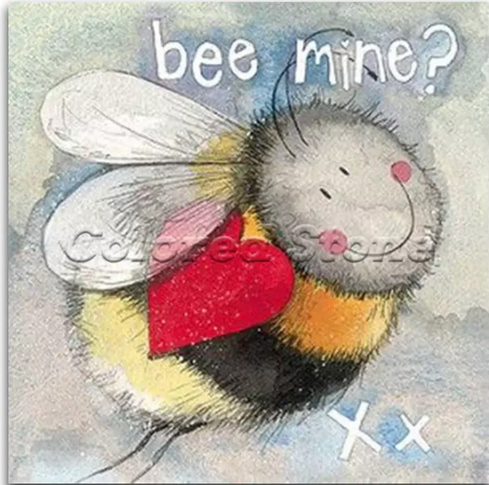 Us Shipping, 20x20cm Bumblebee, Bee, Bee Mine, Valentines Day, Diamond Painting Kit. Square Drills, Full Drill
