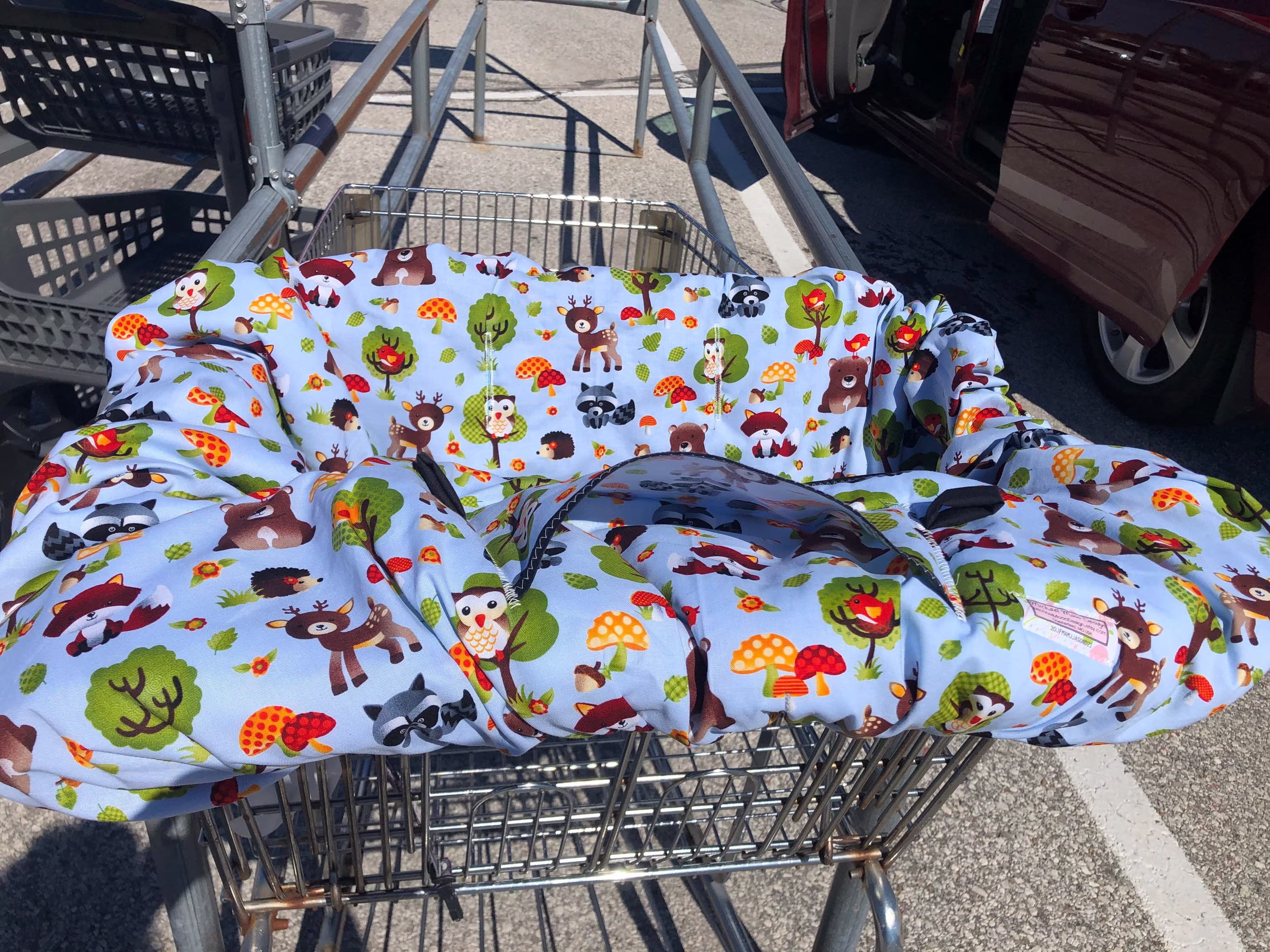 High Chair Cover Shopping Cart Cover For Boy Or Girl Whimsical Woodland Animals Michaelmooodesign