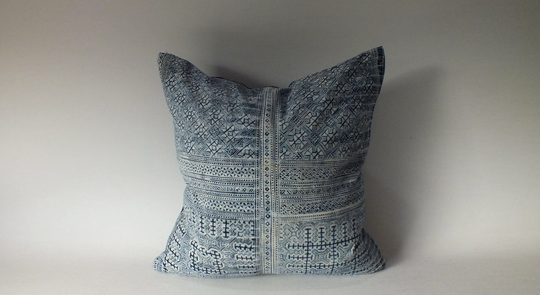Vintage Hmong Sofa Pillow Case Hand Printed Ethnic Throw Cushion Accent Decorative Pillow Batik Fabric Home Decor Housewarming Gift