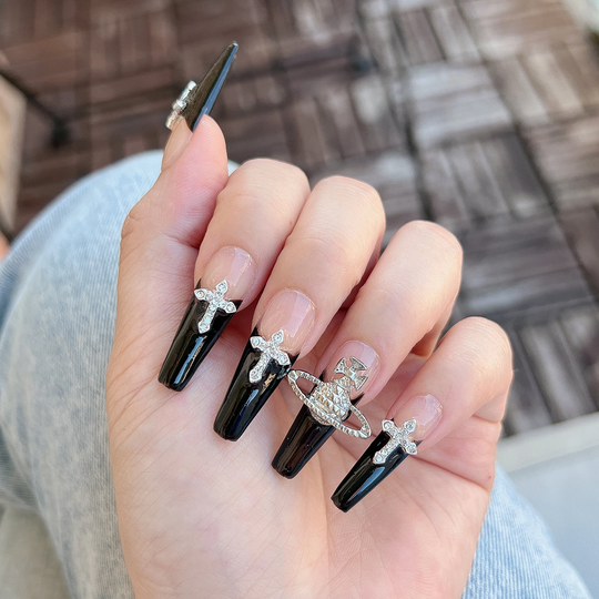 Vivienne Westwood Press On Nails, Goth Xl Punk Chrome Heart Autumn Nail, Nails Winter