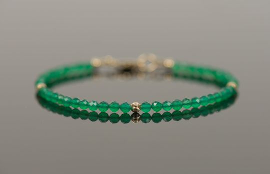 Delicate Green Onyx Bracelet, Dainty 3mm Gemstones Bracelet