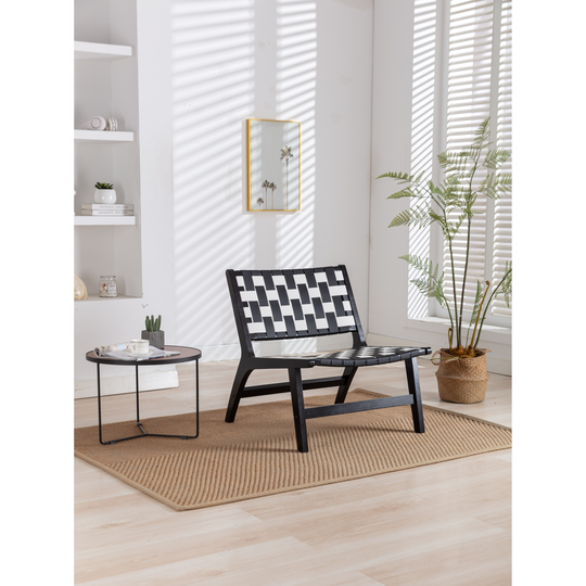Woven Accent Chair Modern Wood Armless Chair Lounge Chair Side Chair for Living Room, Bedroom, Patio & Balcony