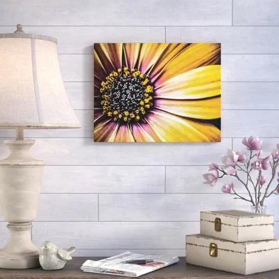 'Golden Shasta Daisy' Pencil Drawing Print On Wrapped Canvas