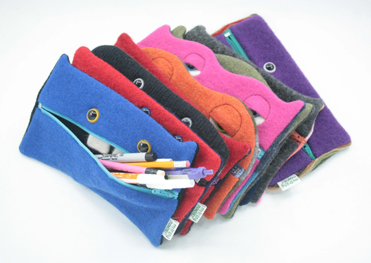 My Friend Monster Pencil Case Zip Wallet School Supplies Makeup Zipper Pouch Upcycled Back To