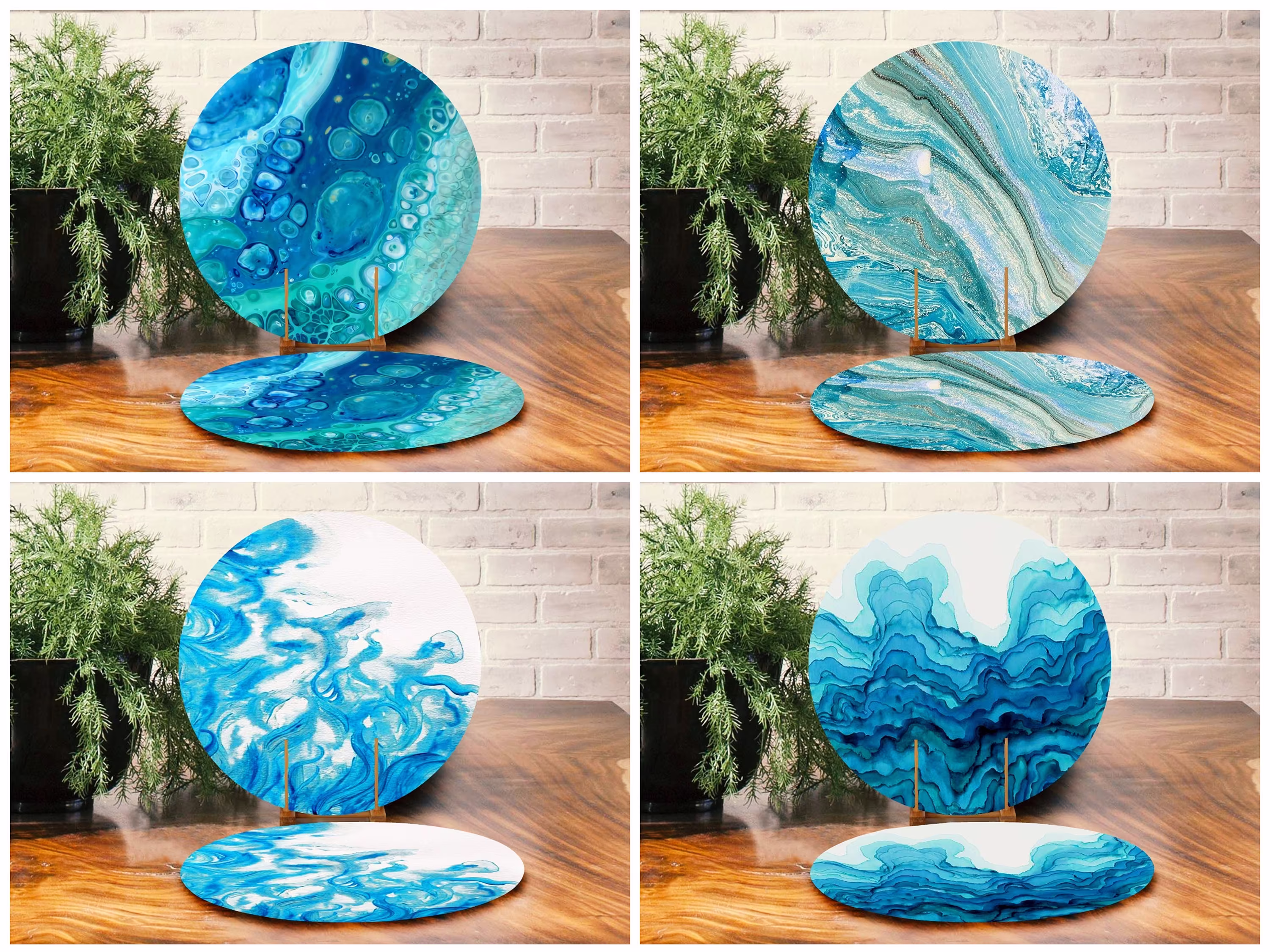 Aqua Placemat Set, Nautical Table Mat, Marine Decor, Teal Navy Supla, Sea Themed Underplate, Beach House Gift, Decor | Set Of 2