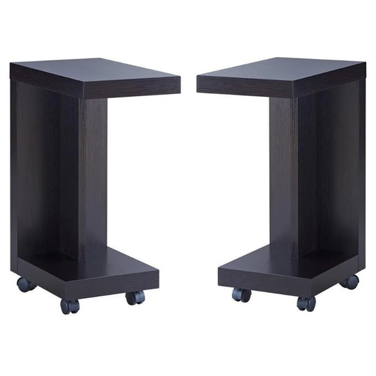 Modern Vecker Wood Mobile End Table in Espresso - Set of 2 - 54 x 84