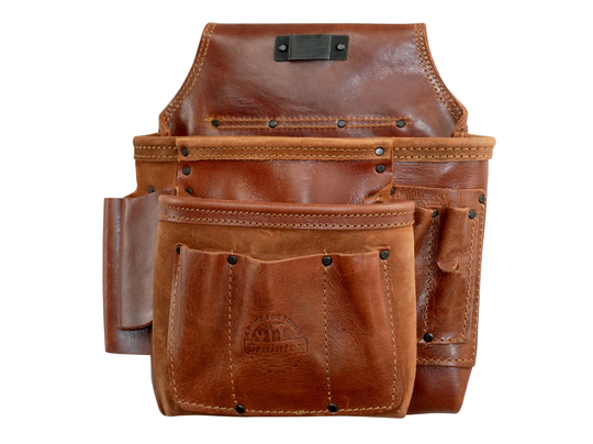 Graintex 8 Pocket Framer's Tool Pouch Ambassador Series Chestnut Brown Color Top Grain Leather