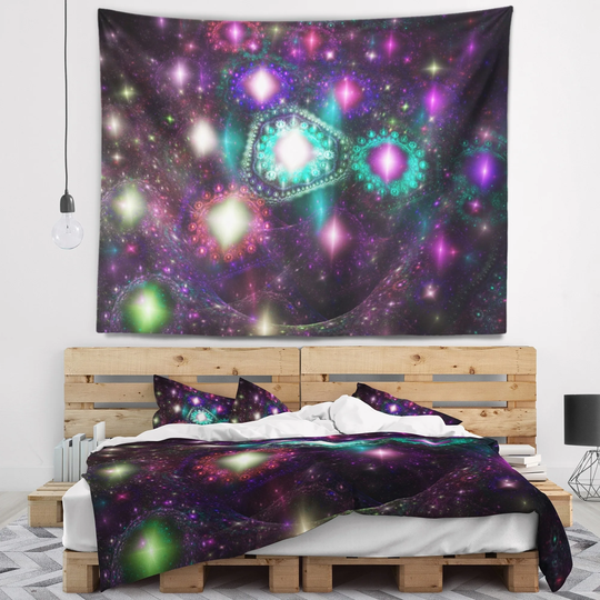Designart 'Far Bright Colorful Space Galaxy' Abstract Wall Tapestry