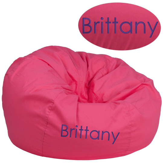 42" Personalized Oversized Solid Hot Pink Bean Bag Chair