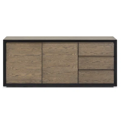 71" Wide 3 Drawer Oak Solid Wood Sideboard