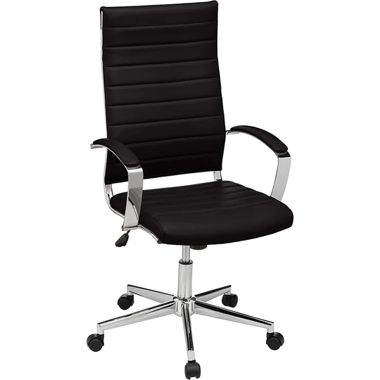 High-Back Executive Swivel Office Desk Chair with Ribbed Puresoft Upholstery