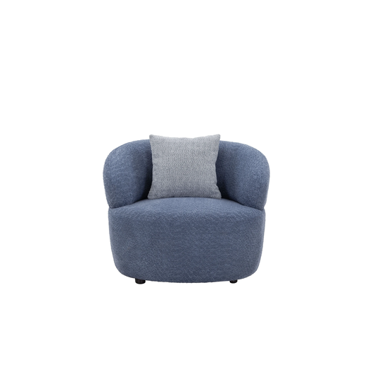 Mid Century Modern Curved Sofa, 1-Seat Cloud Couch Boucle Sofa Fabric Couch
