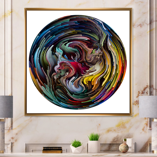 Designart 'Circle Colorful Liquid Color IV' Modern Framed Canvas Wall Art