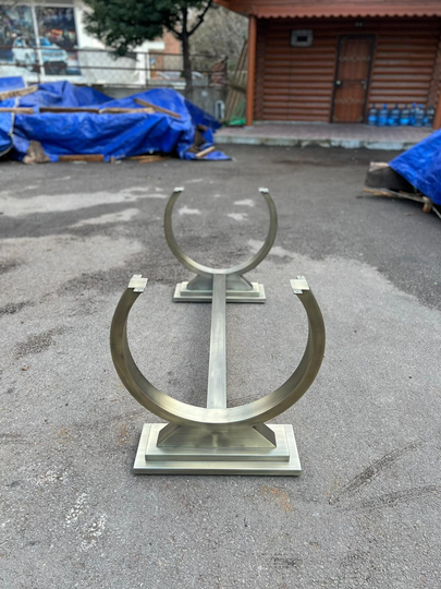 U Shape Bronze Table Base, Legs, Metal Shiny Gold Modern Brass Dining Legs For Luke