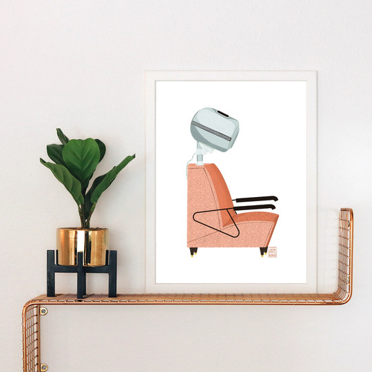 Vintage Salon Chair Art Print | Mid Mod Hair Beauty Hairspray Retro Shop Parlor