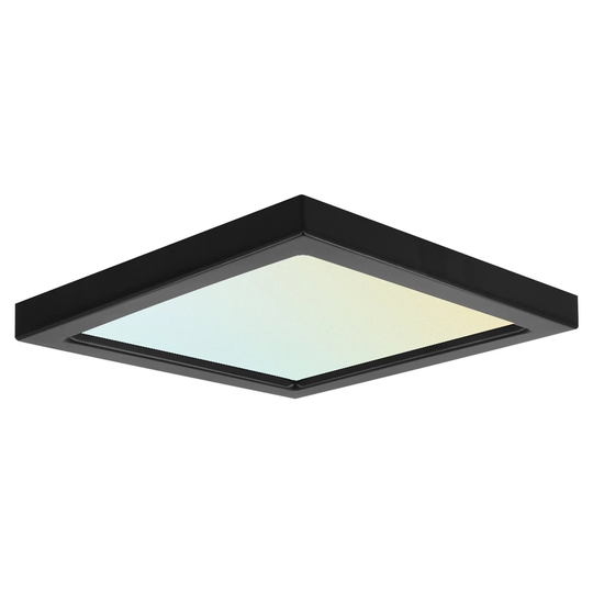 Luxrite 6" Square LED Flush Mount 15W 3 Color Selectable 900 Lumens Dimmable Damp Rated Installation Black Trim