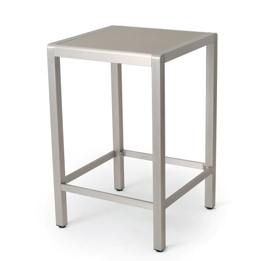Cape Coral Outdoor Aluminum Bar Table with Glass Top (Table Only) by Christopher Knight Home - 27.56"L x 27.56"W x 43.00"H