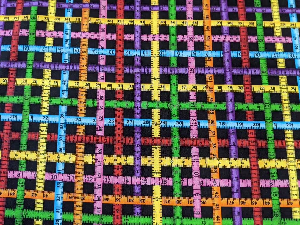 Sewing Box- Measuring Tapes Rainbow - High Quality Quilting Cotton From The Bolt