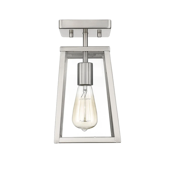 Satin Nickel Retro Semi-Flush 1 Light