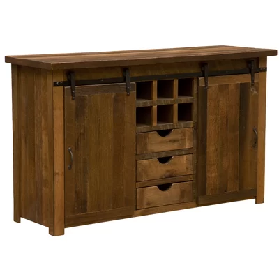 Hilbert 62" Wide 3 Drawer Oak Wood Sideboard