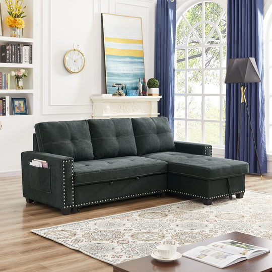 85" Modern Sectional Sofa with Storage Chaise