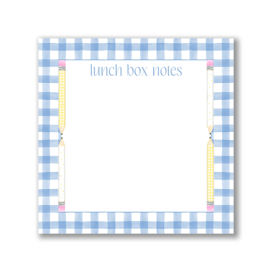 Blue Gingham Back To School Pencil Lunchbox Notes Notepad