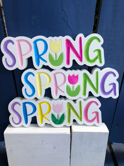 Pastel Spring Sign/Colorful Chunky Tiered Tray Decor
