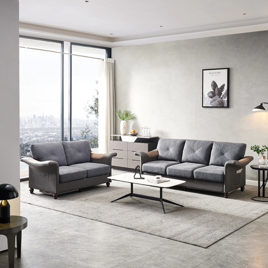 2-Piece Sofa Set 2-Seat Loveseat with 3-Seat Sofa for Living Room