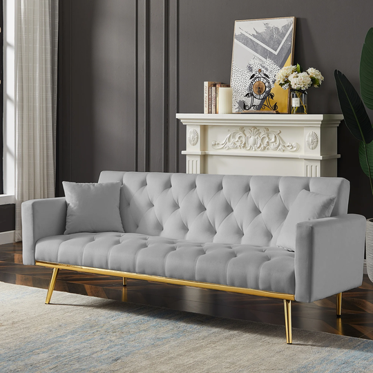 Convertible Folding Futon Sofa Bed Modern Loveseat Sofa Velvet Sleeper Sofa