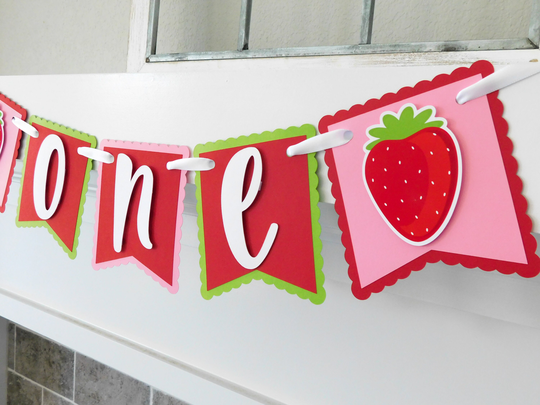 strawberry High Chair Banner, First Birthday