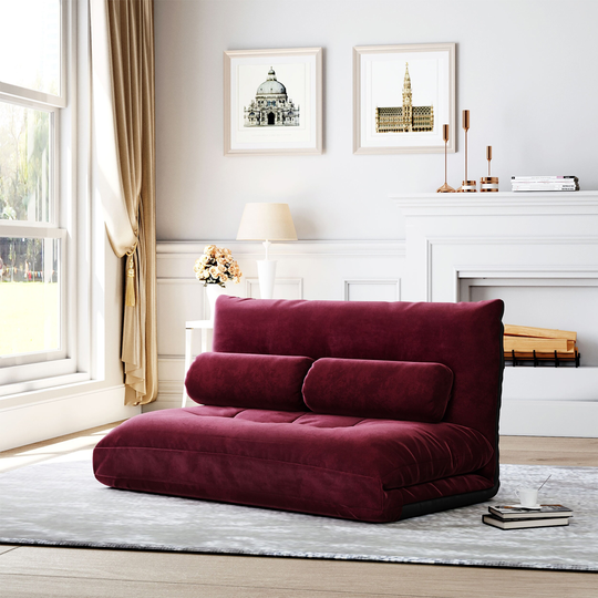 Armina Sofa Bed Adjustable Folding Futon Video Gaming Sofa with Two Pillows - 48"(L) x 43"(W) x 23"(H)