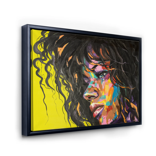 Designart 'Colorful Fantasy Portrait of A Young Woman I' Modern Framed Canvas Wall Art Print