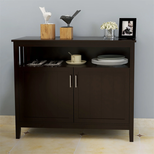 Kitchen Storage Sideboard Buffet Server Cabinet with Open Shelf - N/A