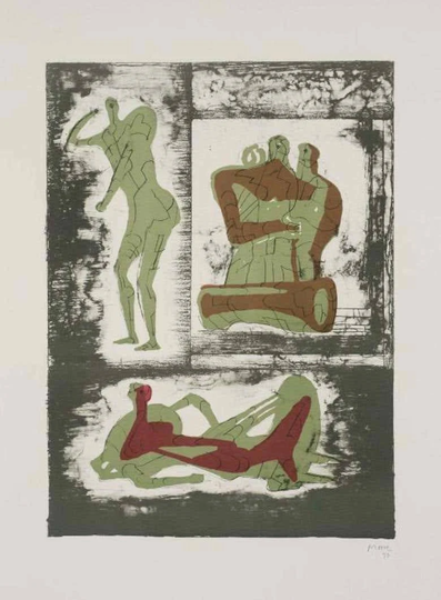 Henry Moore. 1973 Original Pencil Signed Lithograph 25 X 20. Limited Edition Of 50. Gallery Coa