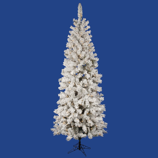5.5' x 30" Flocked Pacific Tree with 200 Warm White LED Lights