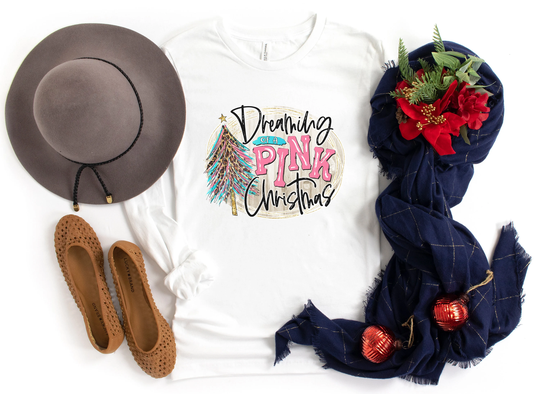 Dreaming Of A Pink Christmas, Colorful Non Traditional Girls Plus Size, Unisex, Long Sleeve Christmas