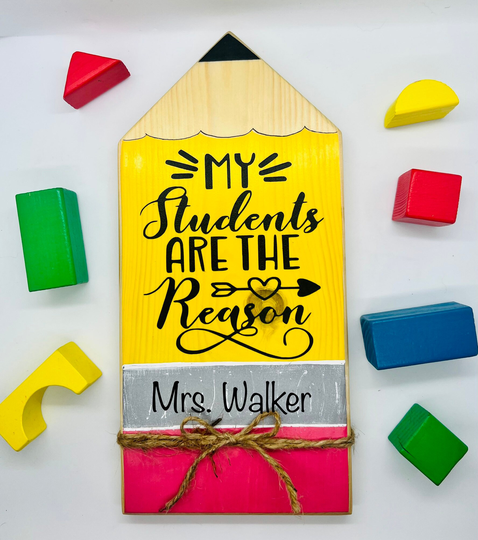 Teacher Gift Hand Painted Wood Pencil Desk Sign, Student Gift For Teacher - Can Be Personalized